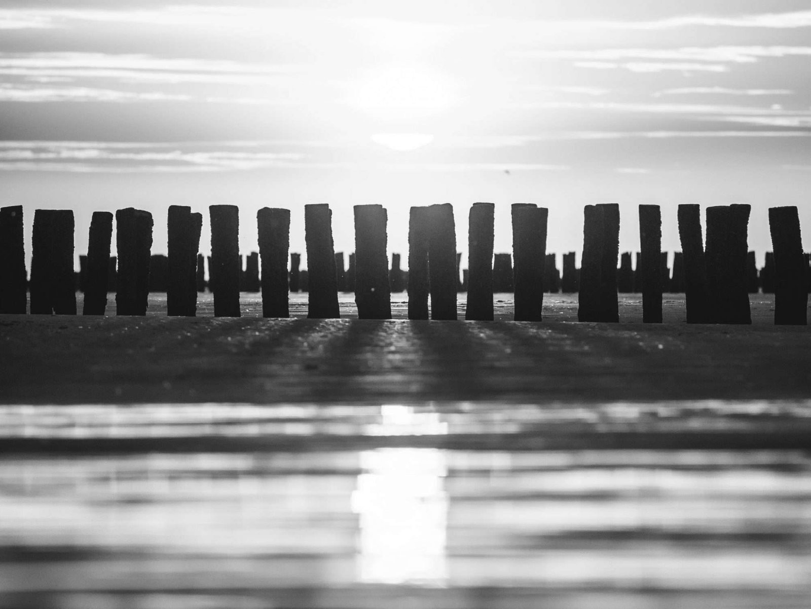 Zonsondergang, Zoutelande Zwart-Wit, Horizontaal