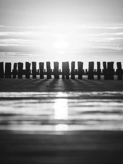 Zonsondergang, Zoutelande, Zwart-Wit